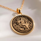 Aphrodite Greek Goddess Venus Pendant in 14K Solid Gold 14mm — detail view — Shop Luminous Luxury Crafts
