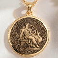 14K solid gold Apollo God of Music Medallion Pendant: round  of Apollo Greek god of mus...