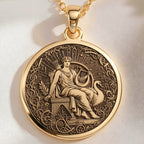 14K solid gold Apollo God of Music Medallion Pendant: round  of Apollo Greek god of mus...