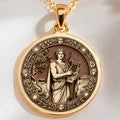 14K solid gold Apollo God of Sun Music Pendant: round  of Apollo Greek god of sun music...