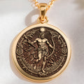 14K solid gold Apollo Music God Pendant: round  of Apollo Greek god of music with engra...