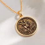 Apsara Dancer Celestial Nymph Pendant Pendants 14K 14K Gold Plated round pendant featuring a classical female figure design necklace