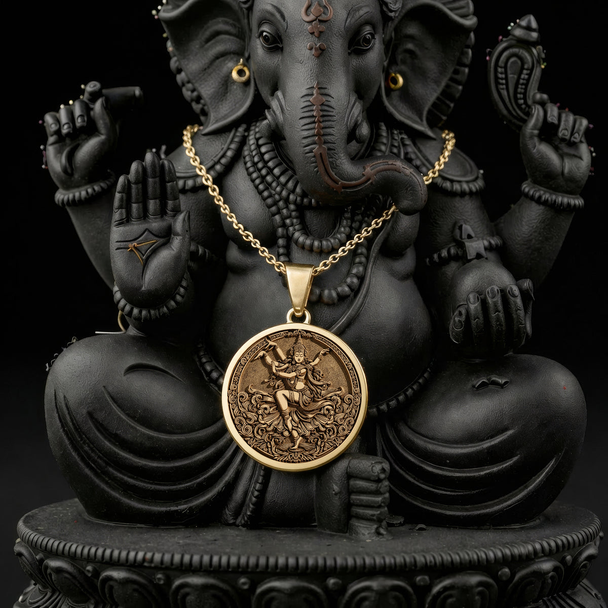 Apsara Dancer Celestial Nymph Pendant Pendants 14K 14K Gold Plated round pendant with mythological figure design necklace