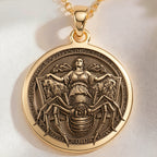 Arachne Spider Talisman Necklace in 14K Solid Gold 14mm — front view — Shop Luminous Luxury Crafts