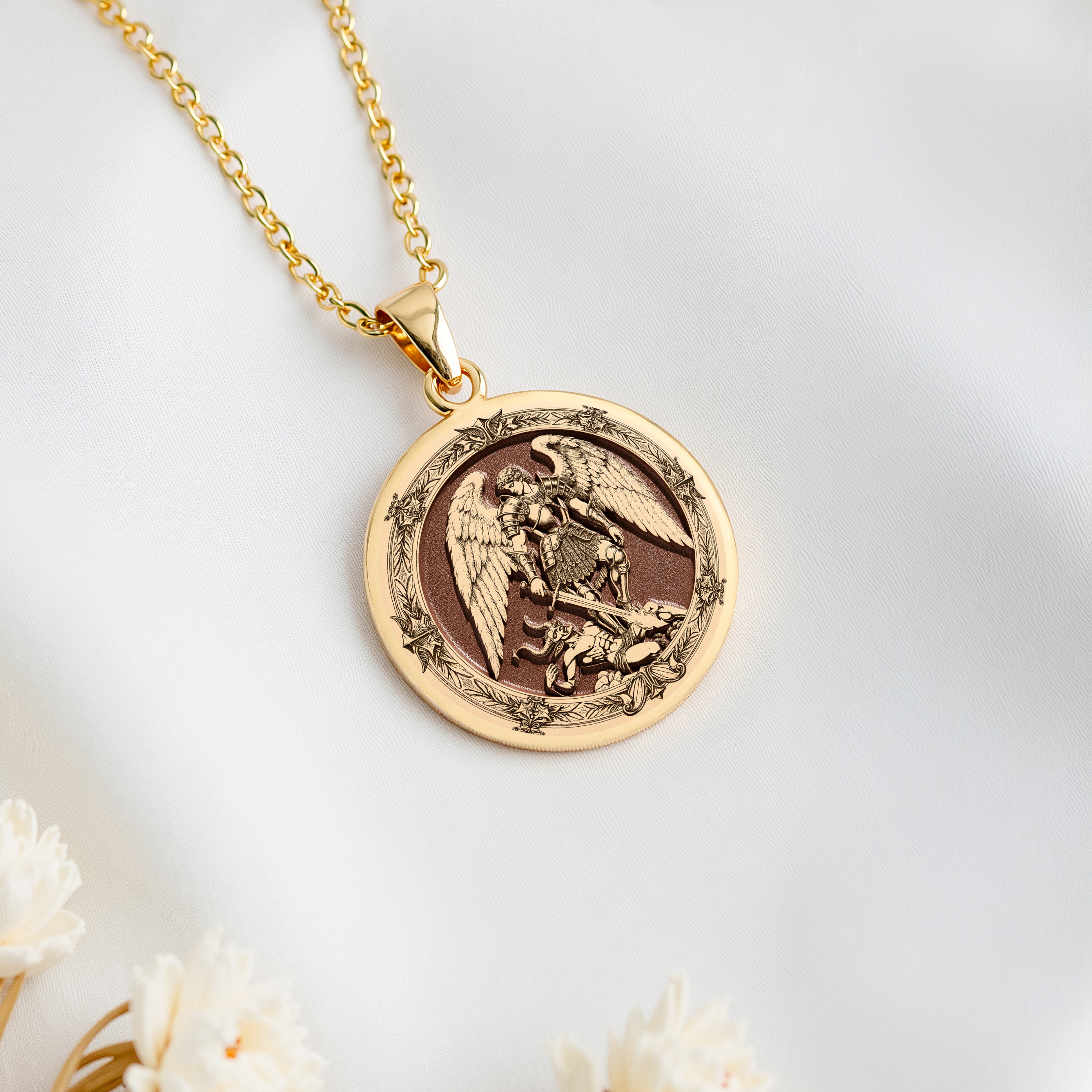 Erzengel Michael Münzanhänger | Silber & plattierte Optionen - Spiritueller Schutz Göttlicher Wächter