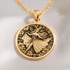 14K solid gold Aries Zodiac Astrological Sign Necklace: round  Aries zodiac sign with e...