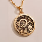 14K solid gold Artemis Goddess of the Hunt Coin Pendant: round  of Artemis Greek goddes...