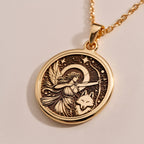 Artemis Pendant Necklace: 14K Gold Goddess of the Hunt Coin - View 8