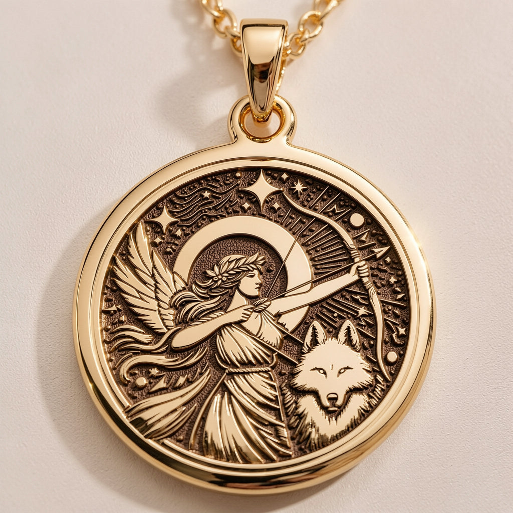Silver plated Artemis Goddess of the Hunt Coin Pendant: round  of Artemis Greek goddess...