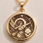 Silver plated Artemis Goddess of the Hunt Coin Pendant: round  of Artemis Greek goddess...
