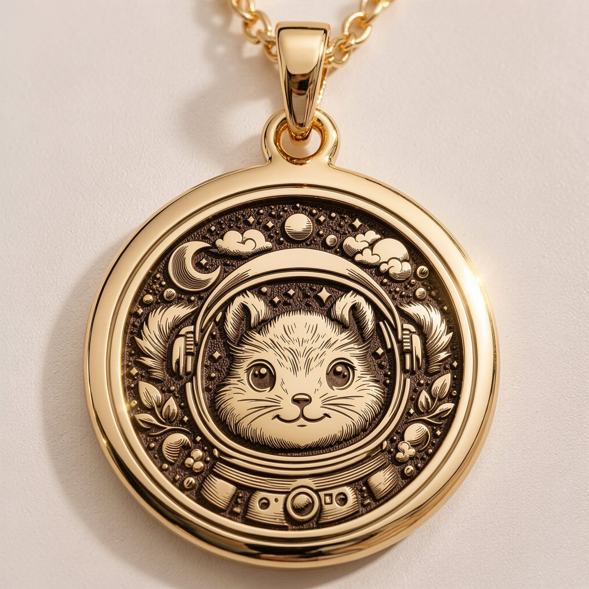 925 sterling silver Space Squirrel Astronaut Necklace: size chart round gold medallions...