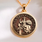 Athena Goddess of Wisdom Pendant in 14K Solid Gold 14mm — close-up — Shop Luminous Luxury Crafts