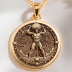 14K solid gold Atlas Titan Pendant: round  of Atlas Greek Titan holding celestial globe...