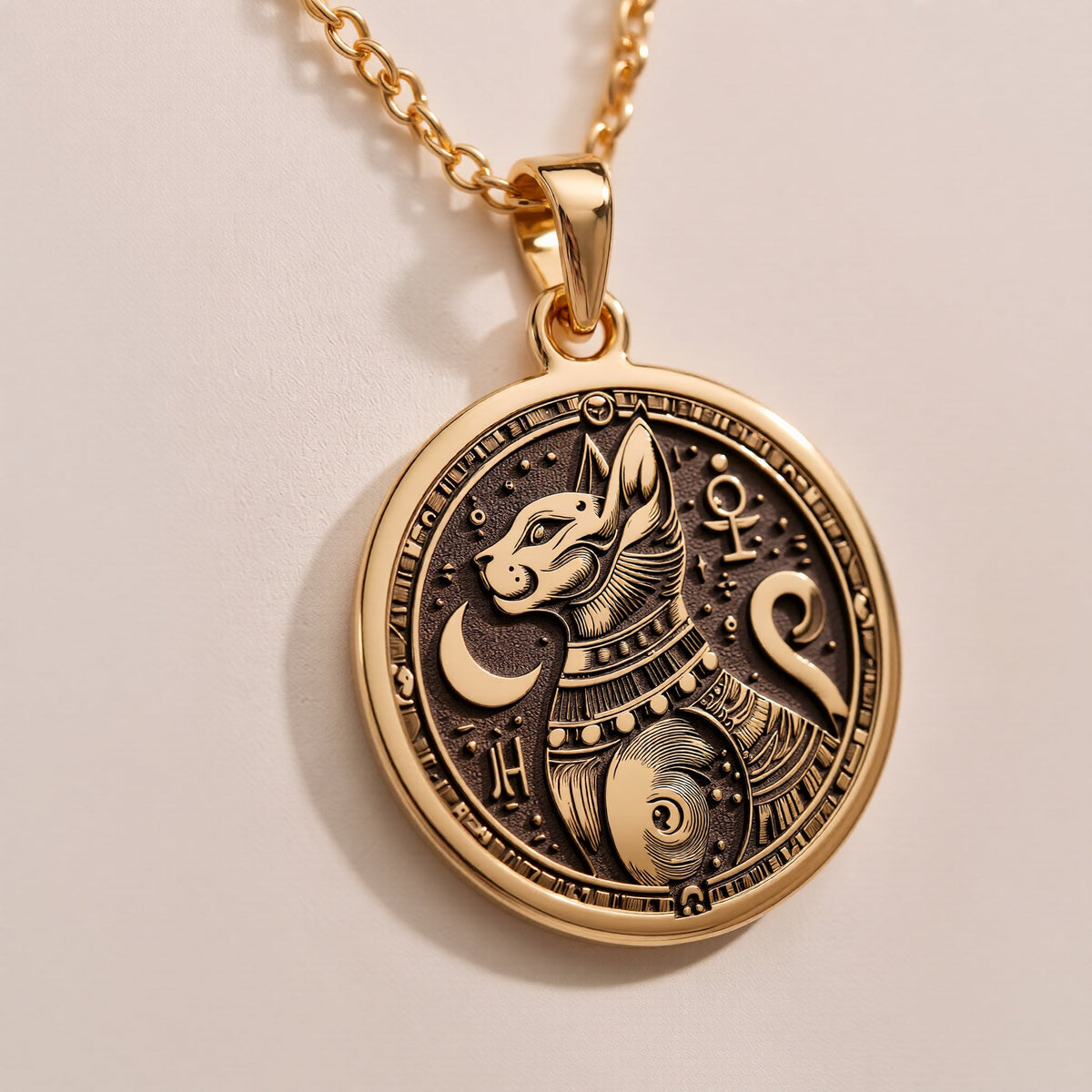 925 Sterling Silver Bastet Pendant Necklace, inspired by the Egyptian Cat Goddess. A detailed and symbolic talisman, suitable for both men and women, reflecting ancient mysticism and perfect for gifting on special occasions.