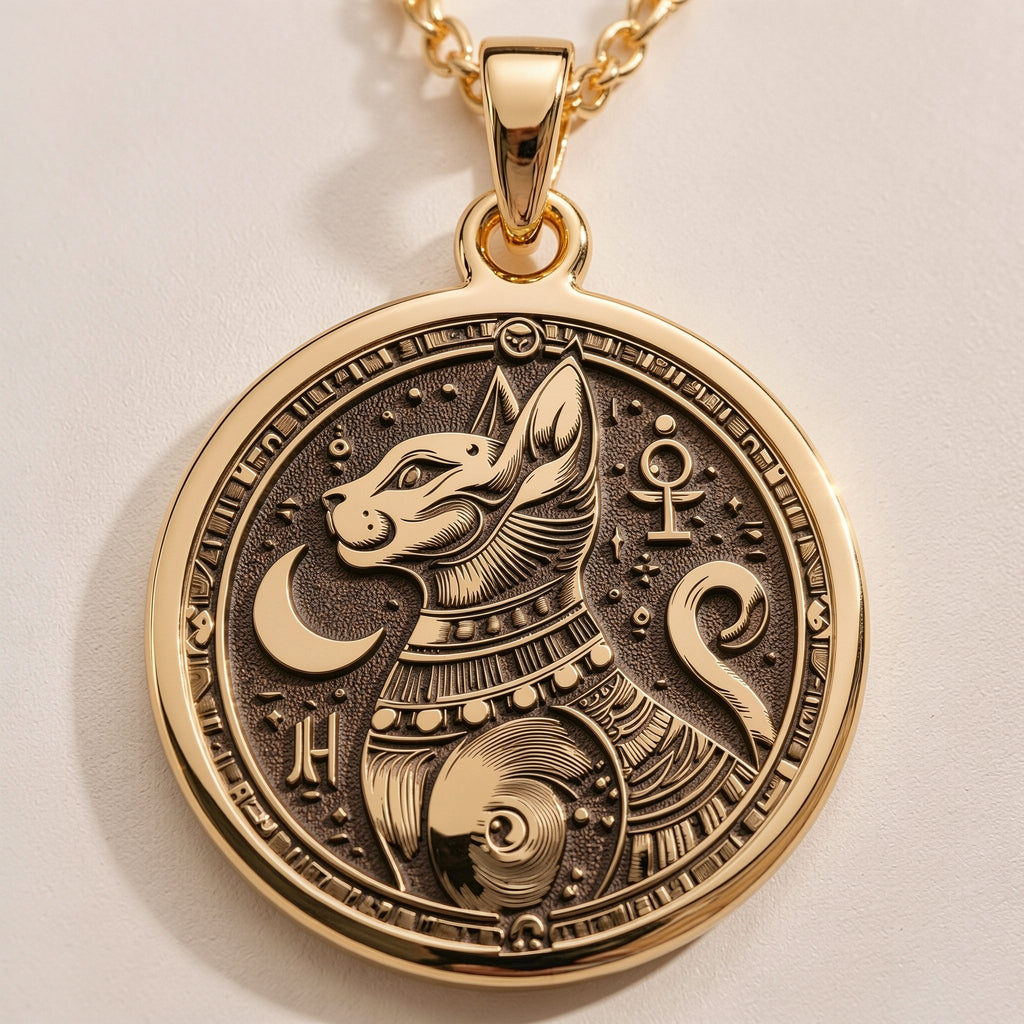 Bastet Pendant | 14K Gold & Silver Options - Egyptian Mythology Protection Amulet - Image 2