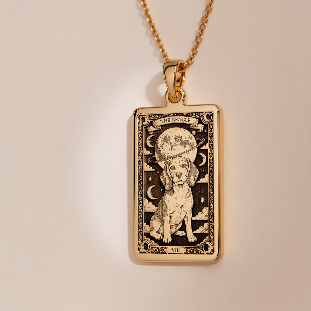 Beagle Tarot Dog Lover Medallion - 14K Solid Gold