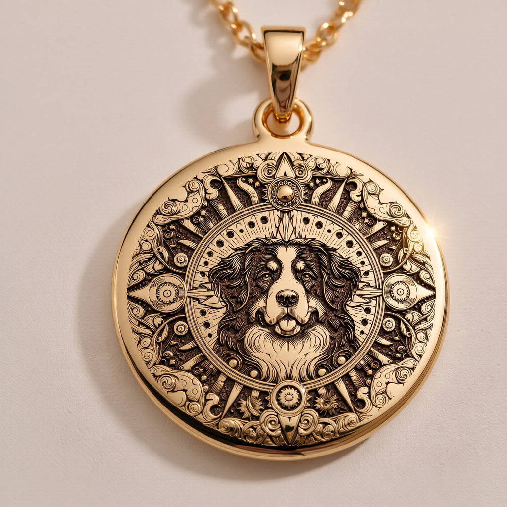 A striking 925 sterling silver Bernese Mountain Dog charm. The art shows the noble guardian, a meaningful piece of celestial jewelry for a pet owner.