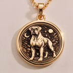 A striking 925 sterling silver Boxer charm. The art shows the loyal guardian, a meaningful piece of celestial jewelry for a pet owner.