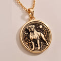 Boxer Dog Portrait Medallion Pendant - 14K Solid Gold