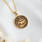 Gold plated Bremen Musicians Grimm Fairy Tale Pendant: round  Bremen Musicians Grimm fa...
