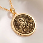 14K solid gold Meditating Buddha Mindfulness Pendant: round  of Meditating Buddha with ...