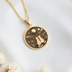 Moon Kitty Cat Spirit Animal Medallion | Silver & Plated Options - Animal Lover Cosmic Energy