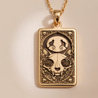 Cat Skull Gothic Pendant in 14K Solid Gold 14mm — front view — Shop Luminous Luxury Crafts