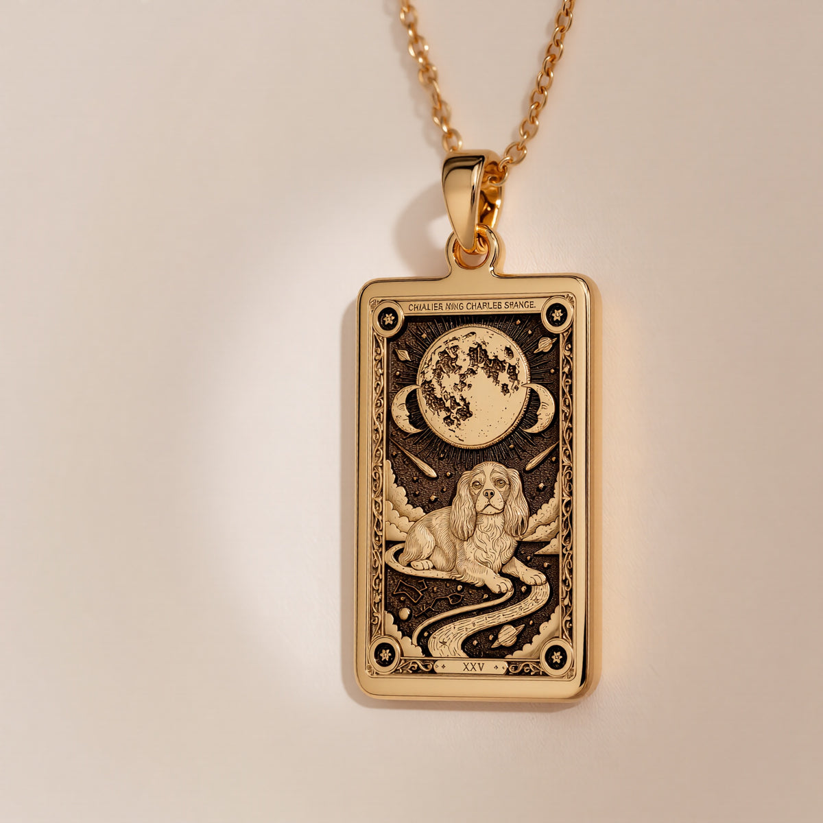 Cavalier King Charles Dog Necklace - 14K Solid Gold