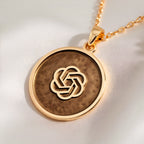 14K solid gold ChatGPT AI Talisman Amulet Necklace: round  ChatGPT AI symbol with engra...