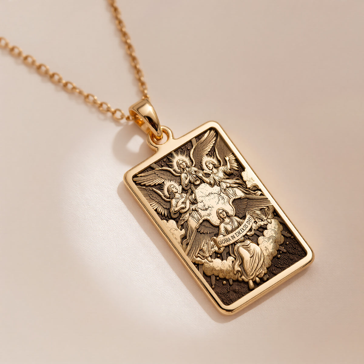 Choir of Angels Sacred Music Necklace | 14K Solid Gold - Spiritual Protection Divine Symbol