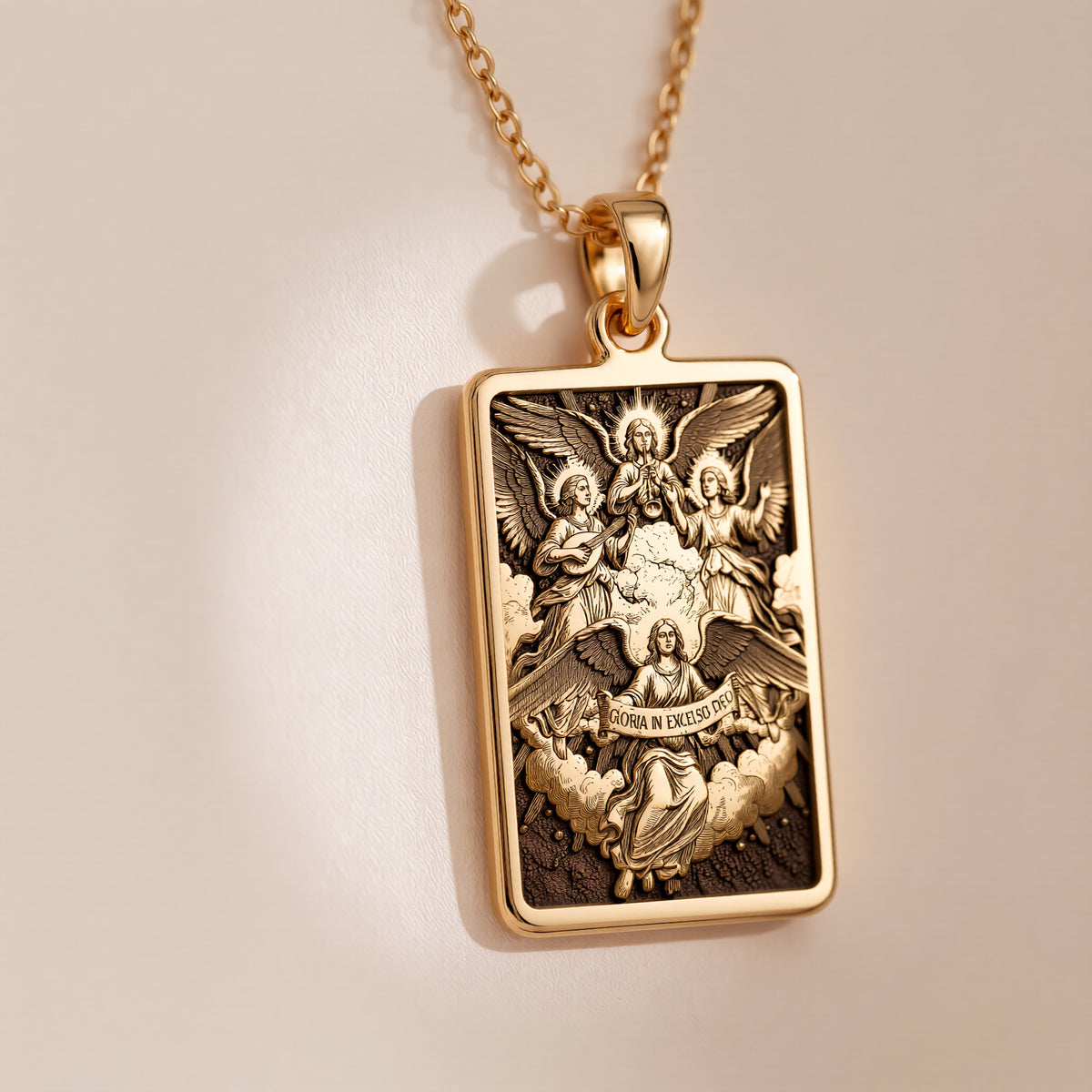 Choir of Angels Sacred Music Necklace | 14K Solid Gold - Spiritual Protection Divine Symbol