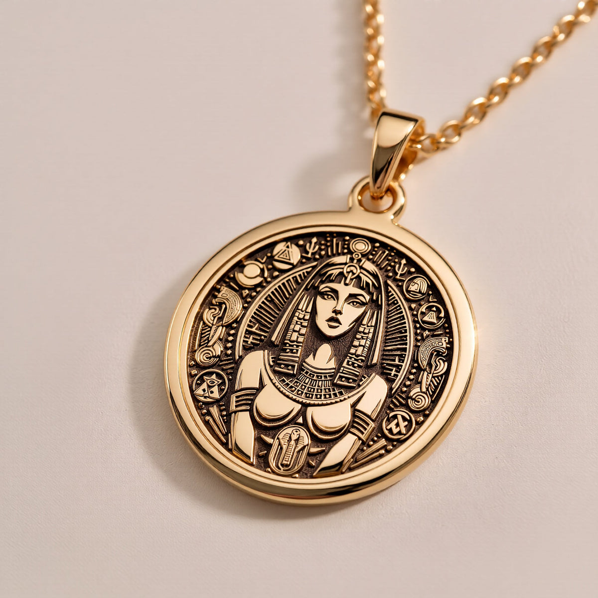 925 sterling silver Cleopatra Pendant: size chart round gold medallions measuring 14mm ...