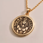 925 sterling silver Cleopatra Pendant: size chart round gold medallions measuring 14mm ...