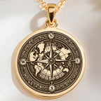sterling silver necklace World Map Compass Travel | & Options - Nautical Wanderlust Gift om - view 8