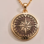 Compass Pendant Necklace Necklaces 14K 14K Gold Plated compass rose pendant necklace with geometric star design