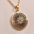 Compass Pendant Necklace - 14K Solid Gold