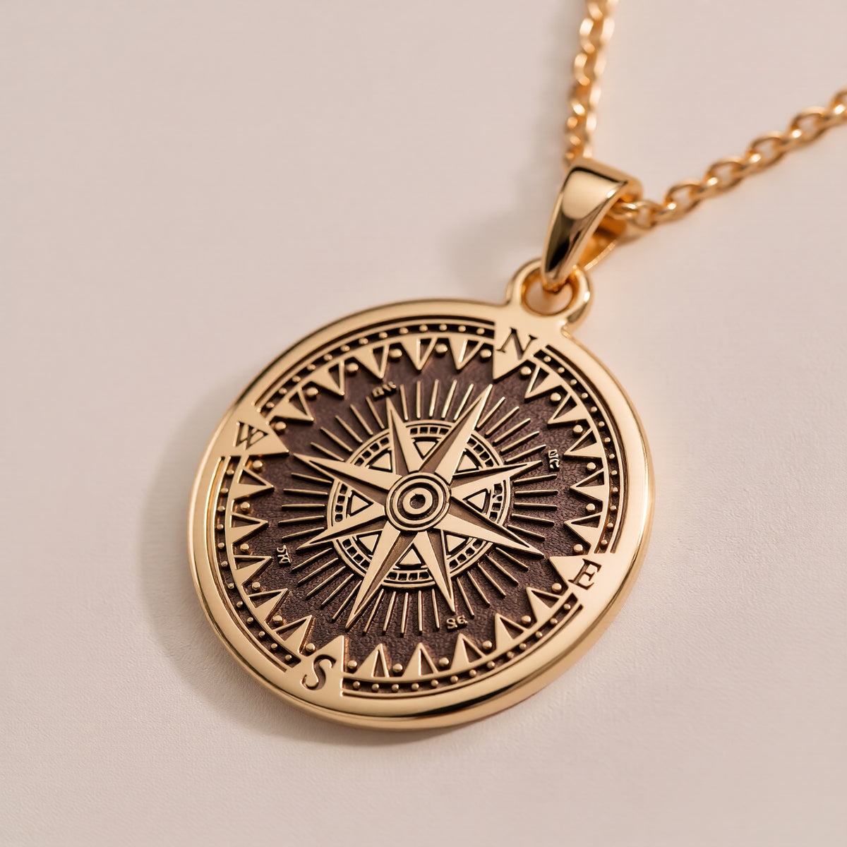 Compass Pendant Necklace Necklaces 14K 14K Gold Plated geometric starburst pendant necklace with intricate design