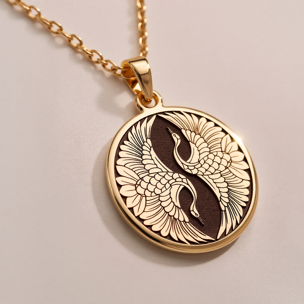 Crane Necklace: with yin yang crane gift crane pendant talisman amulet amulet - View 48