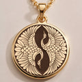 Yin Yang Crane Talisman Necklace - 14K Solid Gold