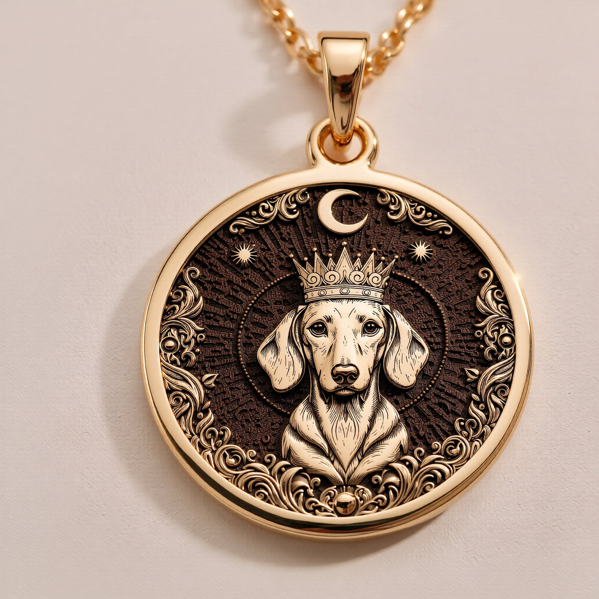 A personalized 925 sterling silver Dachshund necklace. This whimsical gift celebrates the unique spirit of the breed, a cherished keepsake for a dog lover.