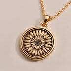 14K solid gold daisy floral pendant necklace. Minimalist birthstone jewelry for April. Dainty gold flower necklace.