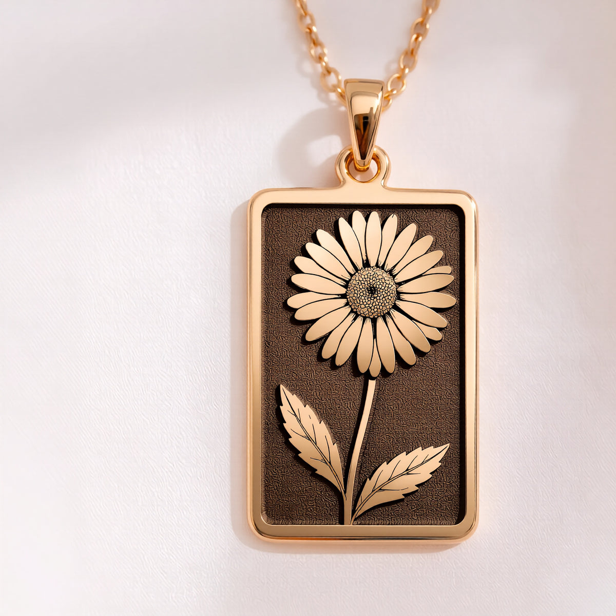 Daisy Floral Pendant Necklace | 14K Solid Gold - Minimalist Birthstone Jewelry for April
