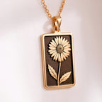 Daisy Floral Pendant Necklace | 14K Solid Gold - Minimalist Birthstone Jewelry for April