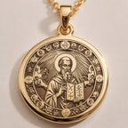 Saint Dionysius Medallion Necklace | 14K Gold & Silver Options - Spiritual Protection Christian Symbol - Image 2