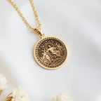 14K solid gold Dionysus God of Wine Pendant: round  of Dionysus Greek god of wine with ...