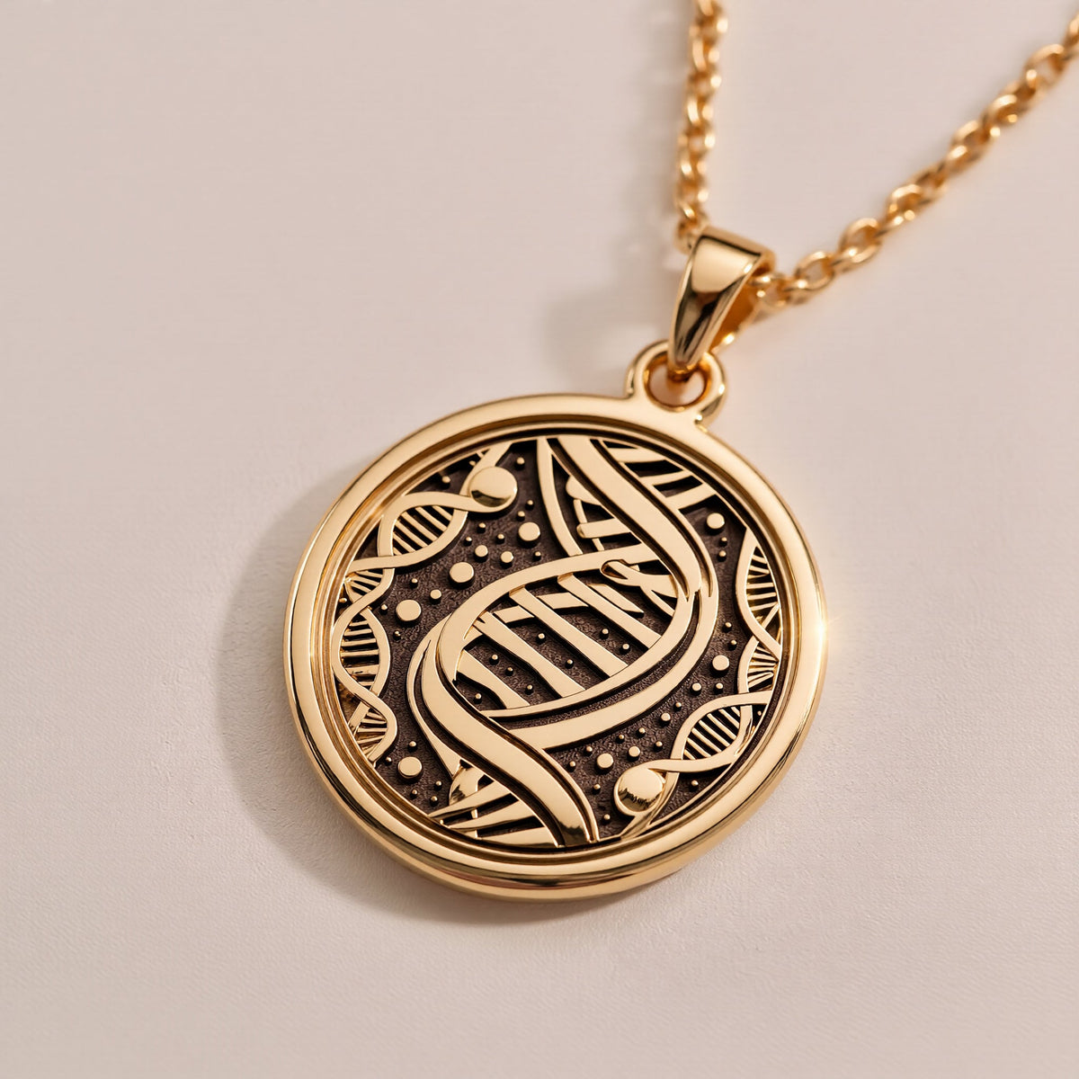 DNA Double Helix Science Pendant Necklaces 925 925 Sterling Silver metal pendant with engraved portrait design necklace