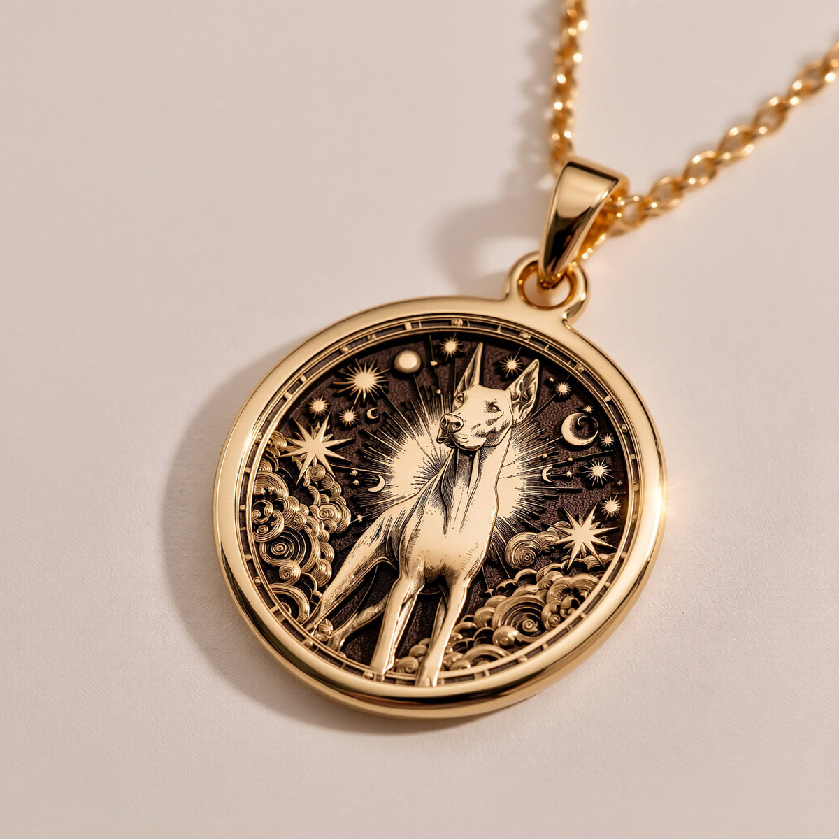 925 sterling silver Doberman Pinscher Guardian Dog Pendant: size chart round gold medal...