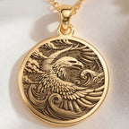 Eagle Totem Coin Necklace Necklaces 14K 14K Gold Plated eagle pendant necklace with detailed feather design