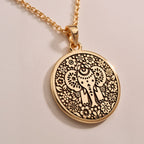 14K solid gold Ganesha Elephant God Pendant: round  of Ganesha Hindu elephant god with ...