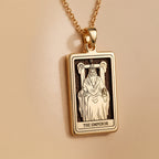 Emperor Card Tarot Necklace Necklaces 14K 14K Gold Plated framed pendant of an emperor figure necklace
